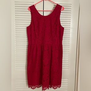 LOFT Red Lace Sleeveless Cocktail Dress Size 14